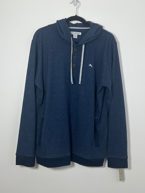 Tommy Bahama Other - NEW Tommy Bahama Mens Medium Textured Twill Stripe Hoodie Ocean Blue